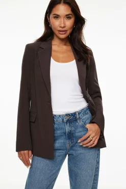 Blazers & Vests-Dynamite Adeline Single Breasted Blazer Brown