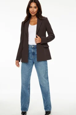 Blazers & Vests-Dynamite Adeline Single Breasted Blazer Brown