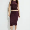 Skirts & Skorts | Matching Sets-Dynamite Alana Burnout Midi Skirt Burgundy