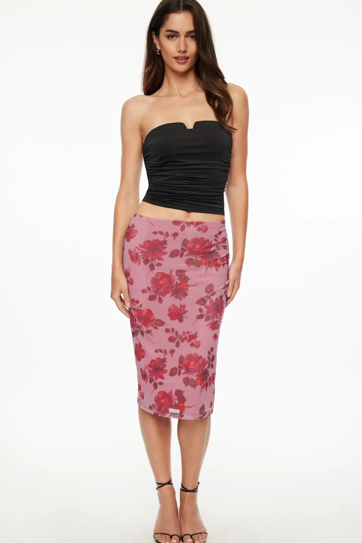 Skirts & Skorts | Skirts-Dynamite Alana Mesh Midi Skirt Pink