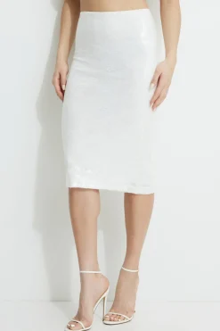 Skirts & Skorts | Online Exclusives-Dynamite Alana Sequin Lace Midi Skirt White