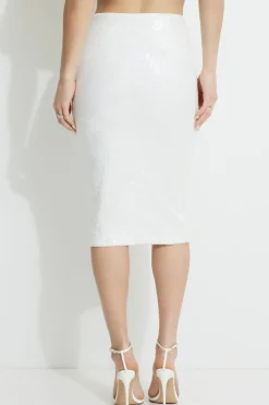 Skirts & Skorts | Online Exclusives-Dynamite Alana Sequin Lace Midi Skirt White
