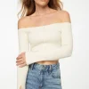 Sweaters & Cardigans | Sweaters-Dynamite Alice Off Shoulder Cardigan White