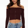 Sweaters & Cardigans | Sweaters-Dynamite Alice Off Shoulder Cardigan Burgundy
