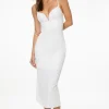 Dresses & Jumpsuits | Midi & Maxi Dresses-Dynamite Alix V-Wire Midi Dress White