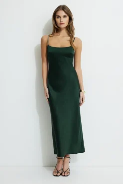 Dresses & Jumpsuits | New Dresses-Dynamite Amira Satin Maxi Slip Dress Green