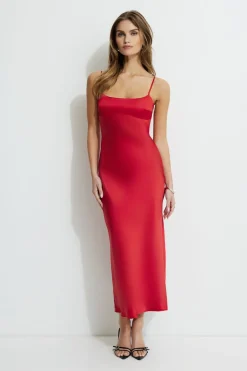 Dresses & Jumpsuits | New Dresses-Dynamite Amira Satin Maxi Slip Dress Red