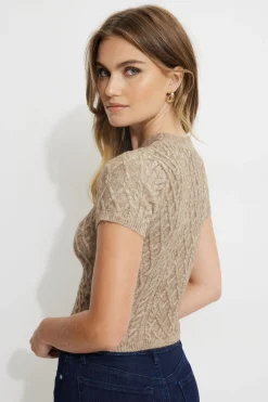 Sweaters & Cardigans | Sweaters-Dynamite Andi Cable Knit Sweater Brown