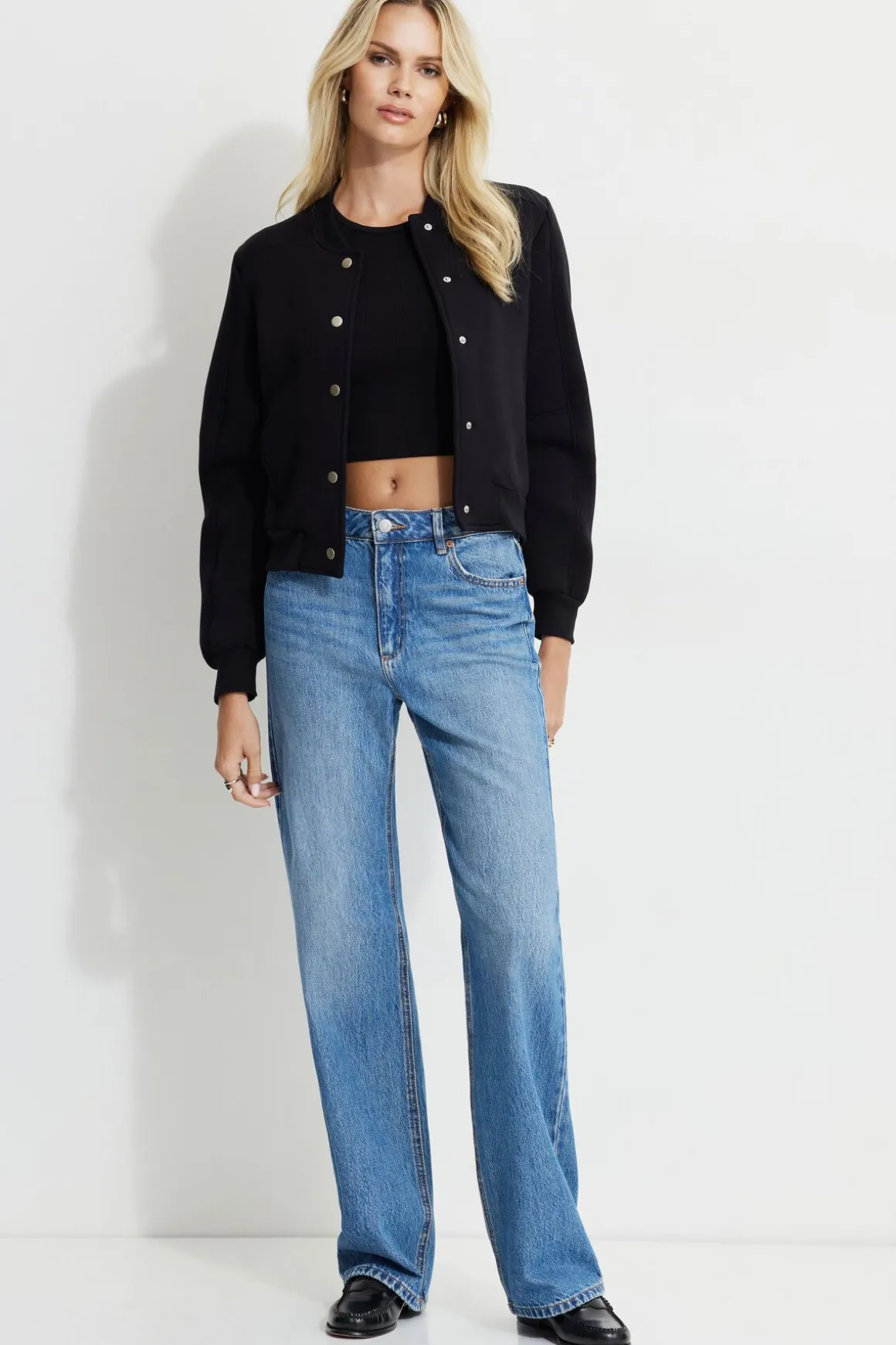 Sweaters & Cardigans | Coats & Jackets-Dynamite Anywear Scuba Bomber Jacket Black