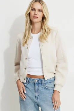 Sweaters & Cardigans | Coats & Jackets-Dynamite Anywear Scuba Bomber Jacket Brown