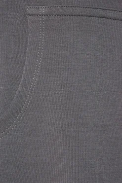 Long Sleeve Tops-Dynamite Anywear Scuba Cropped Zip Up Hoodie Gray