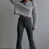 Pants-Dynamite Anywear Scuba Flared Jogger Pants Gray