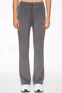 Pants-Dynamite Anywear Scuba Flared Jogger Pants Gray