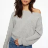 Sweaters & Cardigans | Long Sleeve Tops-Dynamite Anywear Scuba Off Shoulder Sweatshirt Gray