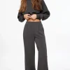 Pants | Wide Leg Pants-Dynamite Anywear Scuba Pleated Pants Gray