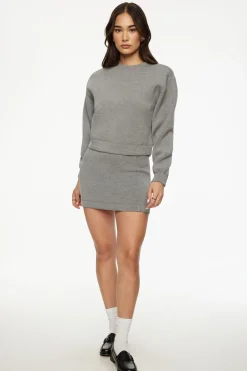 Sweaters & Cardigans | Long Sleeve Tops-Dynamite Anywear Scuba Sweatshirt Gray