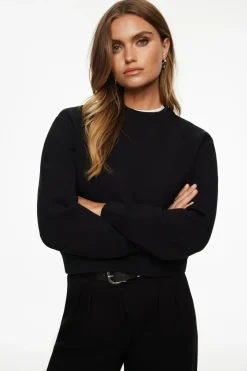 Sweaters & Cardigans | Long Sleeve Tops-Dynamite Anywear Scuba Sweatshirt Black