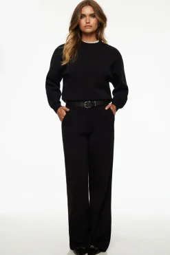 Sweaters & Cardigans | Long Sleeve Tops-Dynamite Anywear Scuba Sweatshirt Black