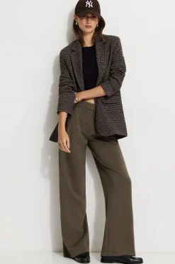 Pants | Straight Leg Pants-Dynamite Anywear Scuba Trouser Pants Brown