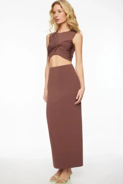 Skirts & Skorts | Skirts-Dynamite Arya Sculpt Maxi Skirt Brown