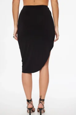 Skirts & Skorts | Skirts-Dynamite Asymmetric Knit Midi Skirt Black