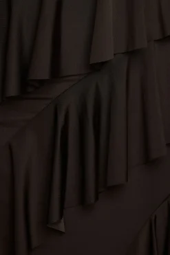 Dresses & Jumpsuits | Mini Dresses-Dynamite Asymmetric Ruffled Mini Dress Brown