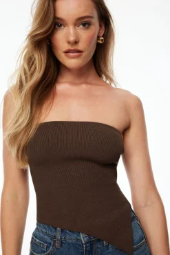 Sweaters & Cardigans | Sweaters-Dynamite Asymmetric Tube Top Brown