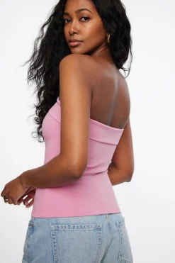 Tees & Tanks | Tees & Tanks-Dynamite Aubree Crepe Tube Top Pink