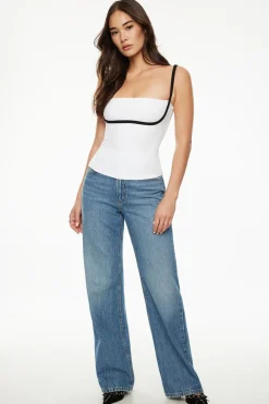 Tees & Tanks | Tees & Tanks-Dynamite Aurora Contrast Piping Cami Top White