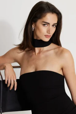 Dresses & Jumpsuits | Online Exclusives-Dynamite Back Halter Maxi Dress Black