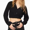 Blouses & Tops | Blouses & Tops-Dynamite Bailey Cropped Button Up Shirt Black