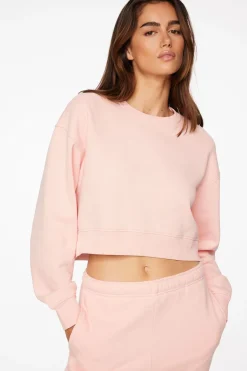 Long Sleeve Tops-Dynamite Ballet Crew Neck Sweatshirt Pink