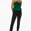 Blouses & Tops | Blouses & Tops-Dynamite Bare Peplum Satin Top Green