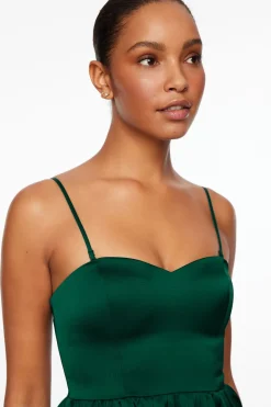 Blouses & Tops | Blouses & Tops-Dynamite Bare Peplum Satin Top Green