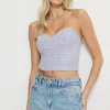 Blouses & Tops | Matching Sets-Dynamite Beaded Pearl Corset Top Blue