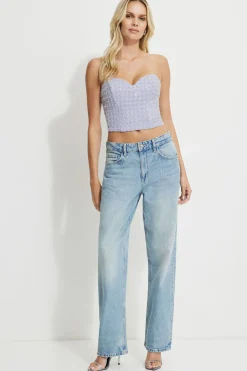 Blouses & Tops | Matching Sets-Dynamite Beaded Pearl Corset Top Blue
