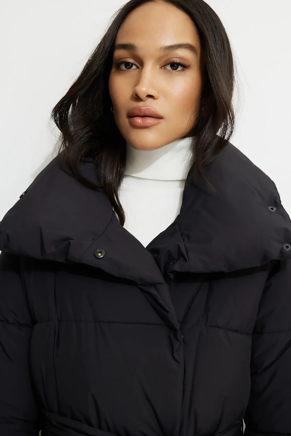 Coats & Jackets | Classic Coats-Dynamite Belted Maxi Puffer Coat Black