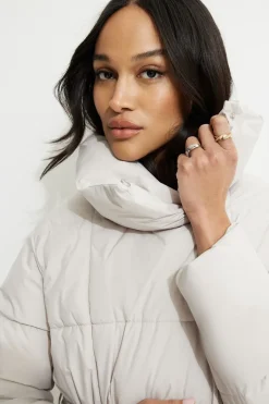 Coats & Jackets | Classic Coats-Dynamite Belted Maxi Puffer Coat GREYS