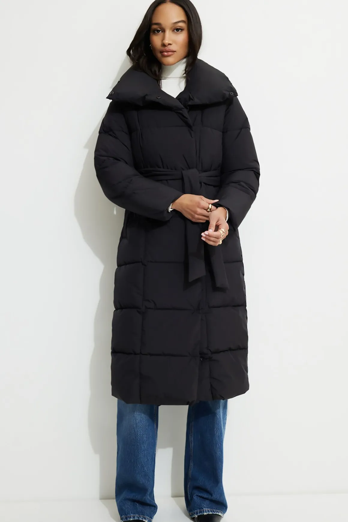 Coats & Jackets | Classic Coats-Dynamite Belted Maxi Puffer Coat Black