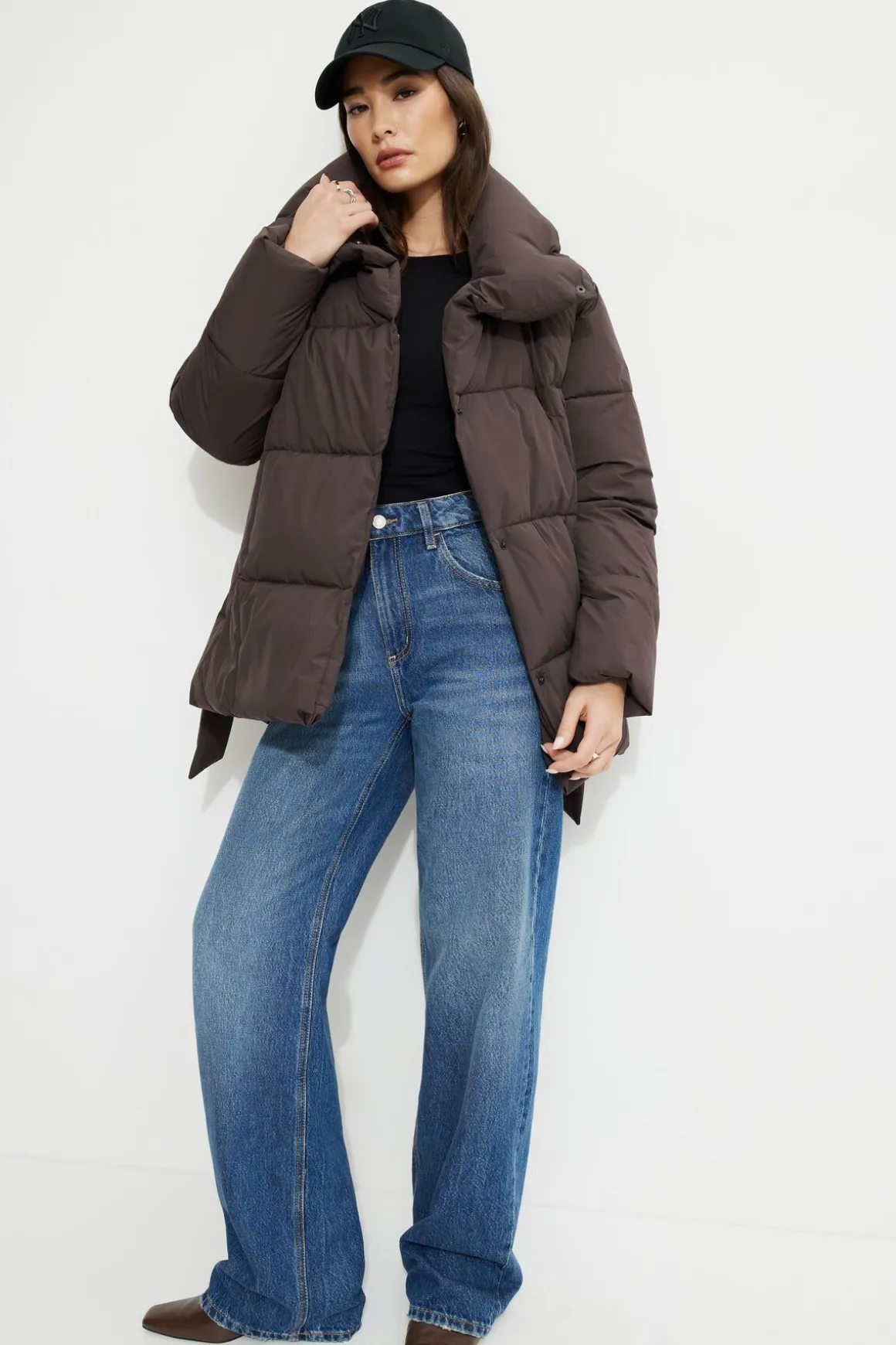Coats & Jackets | Classic Coats-Dynamite Belted Midi Puffer Jacket Brown