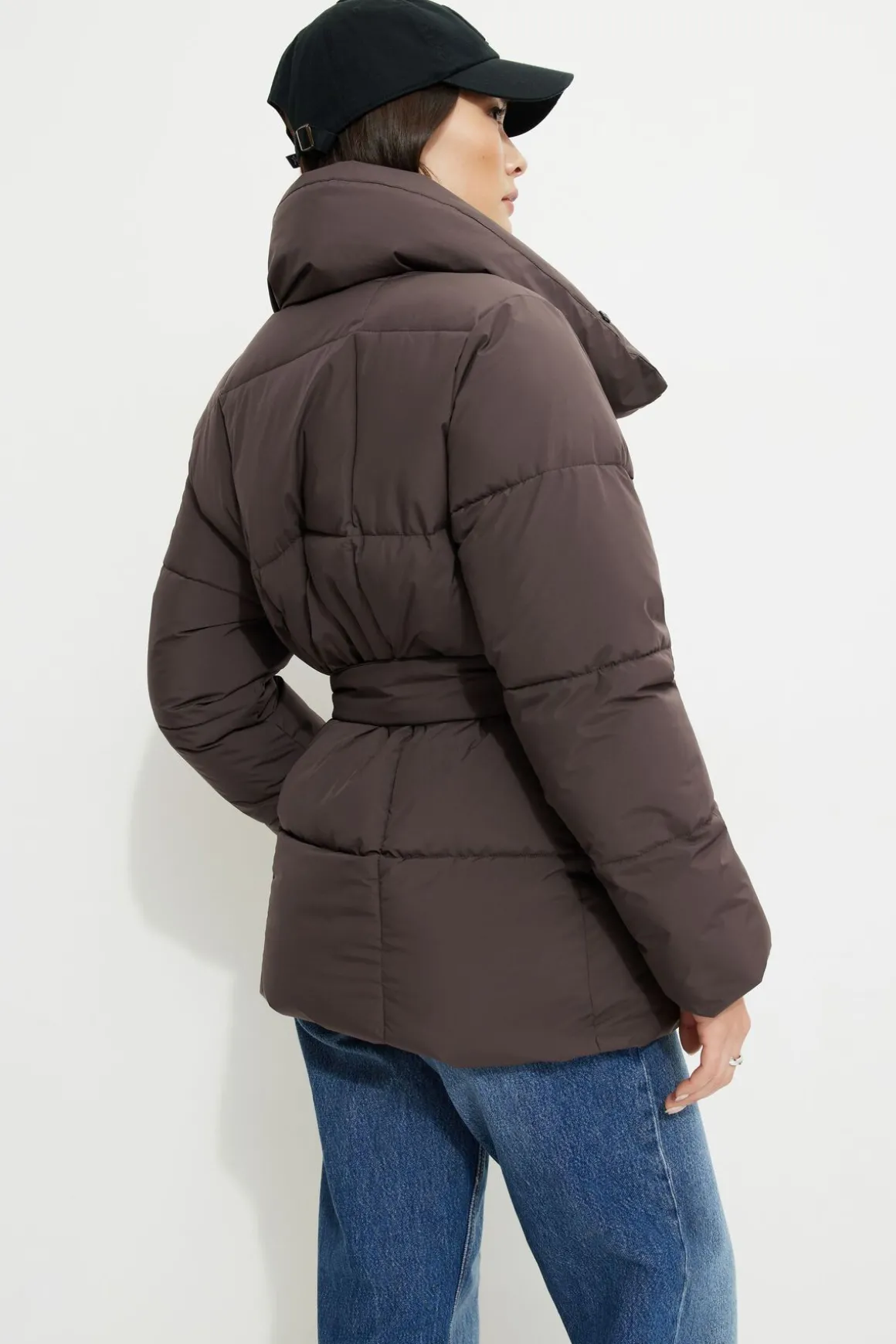 Coats & Jackets | Classic Coats-Dynamite Belted Midi Puffer Jacket Brown