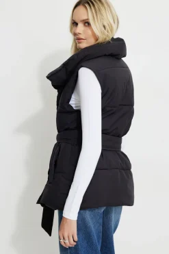 Coats & Jackets | Classic Coats-Dynamite Belted Puffer Vest Black