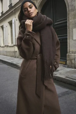 Bestsellers-Dynamite Belted Wool Coat Brown