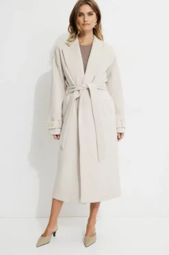 Coats & Jackets | Classic Coats-Dynamite Belted Wool Coat Brown