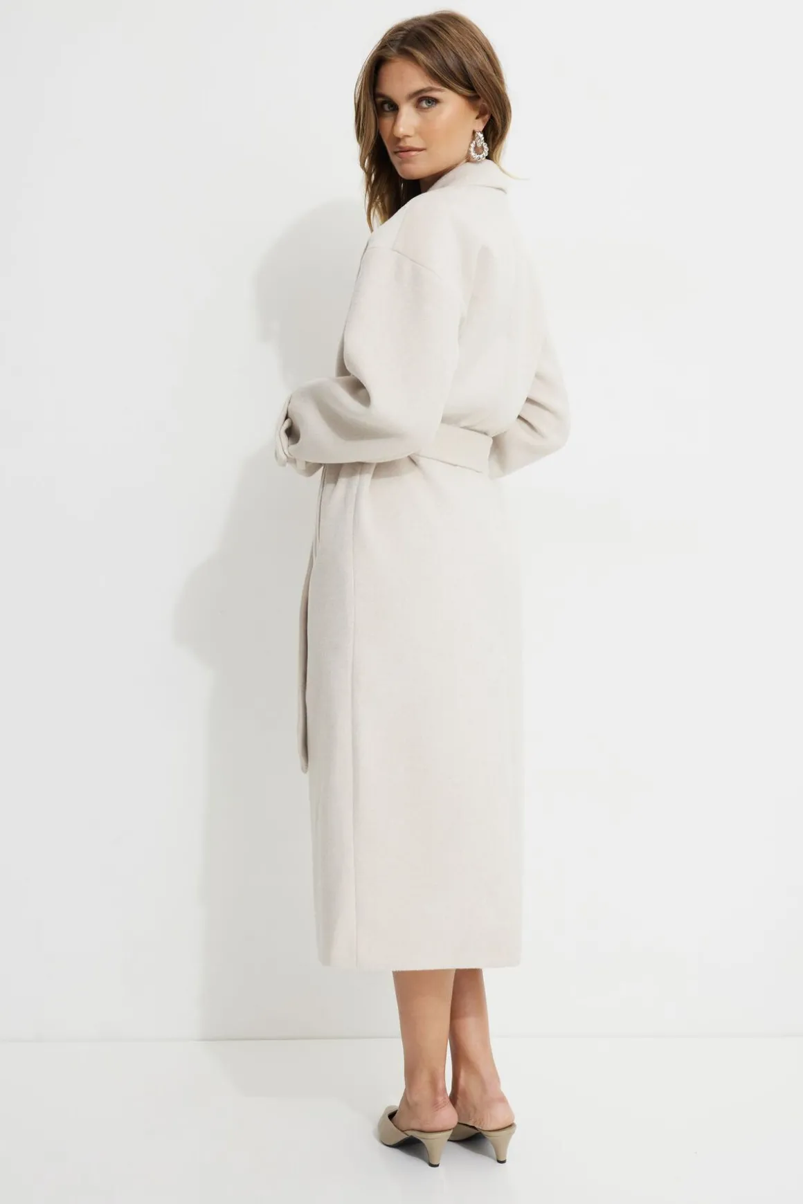Coats & Jackets | Classic Coats-Dynamite Belted Wool Coat Brown