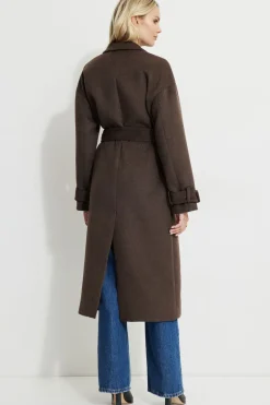 Bestsellers-Dynamite Belted Wool Coat Brown