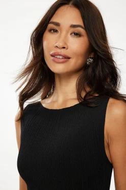 Dresses & Jumpsuits | Mini Dresses-Dynamite Boat Neck Rib Mini Dress Black