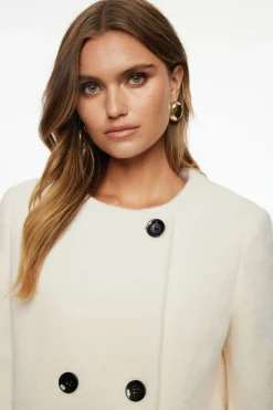 Coats & Jackets | Classic Coats-Dynamite Bouclé Double Breasted Coat White