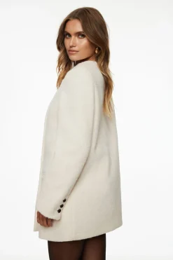 Coats & Jackets | Classic Coats-Dynamite Bouclé Double Breasted Coat White