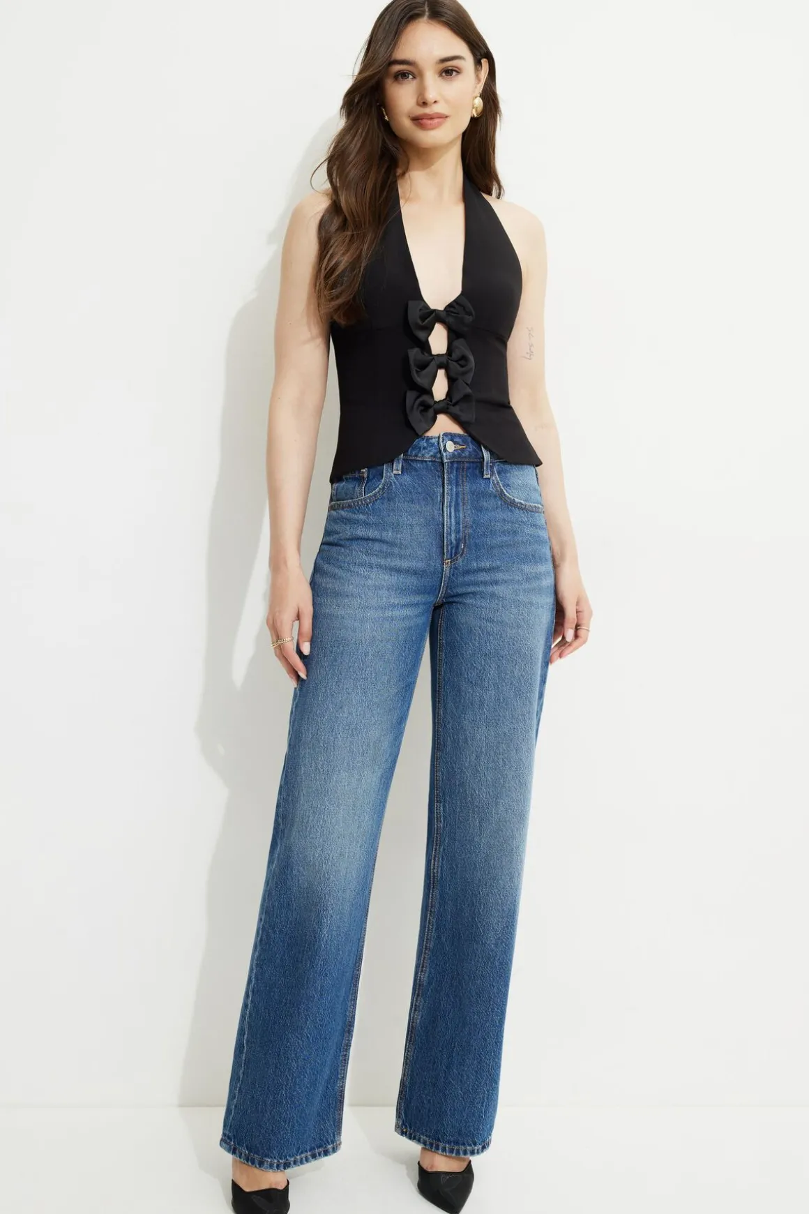 Blouses & Tops | Blouses & Tops-Dynamite Bow Halter Top Black